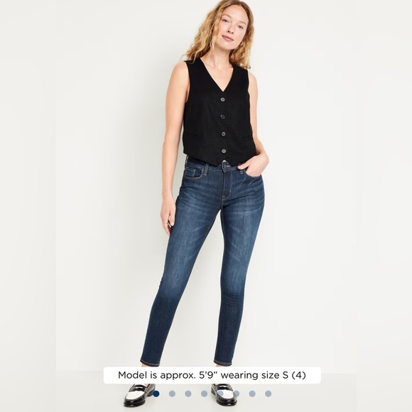🆕 Old Navy Women’s Mid-Rise Rockstar Super-Skinny Jeans 14 Large Dark Wash - Picture 2 of 16